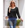 imageZeagoo 34 Length Sleeve Womens Tops Round Neck Casual Summer Tunic Tops Basic Tees Blouses Dressy TShirts Pleated ShirtsBlack