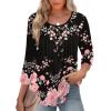 imageZeagoo 34 Length Sleeve Womens Tops Round Neck Casual Summer Tunic Tops Basic Tees Blouses Dressy TShirts Pleated ShirtsBlackpink