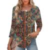 imageZeagoo 34 Length Sleeve Womens Tops Round Neck Casual Summer Tunic Tops Basic Tees Blouses Dressy TShirts Pleated ShirtsBrown