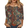 imageZeagoo 34 Length Sleeve Womens Tops Round Neck Casual Summer Tunic Tops Basic Tees Blouses Dressy TShirts Pleated ShirtsBrown