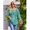 imageZeagoo 34 Length Sleeve Womens Tops Round Neck Casual Summer Tunic Tops Basic Tees Blouses Dressy TShirts Pleated ShirtsGreen