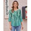imageZeagoo 34 Length Sleeve Womens Tops Round Neck Casual Summer Tunic Tops Basic Tees Blouses Dressy TShirts Pleated ShirtsGreen