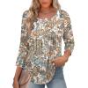 imageZeagoo 34 Length Sleeve Womens Tops Round Neck Casual Summer Tunic Tops Basic Tees Blouses Dressy TShirts Pleated ShirtsMz453