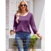 imageZeagoo 34 Length Sleeve Womens Tops Round Neck Casual Summer Tunic Tops Basic Tees Blouses Dressy TShirts Pleated ShirtsPurple