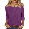 imageZeagoo 34 Length Sleeve Womens Tops Round Neck Casual Summer Tunic Tops Basic Tees Blouses Dressy TShirts Pleated ShirtsPurple