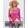 imageZeagoo 34 Length Sleeve Womens Tops Round Neck Casual Summer Tunic Tops Basic Tees Blouses Dressy TShirts Pleated ShirtsRose
