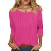 imageZeagoo 34 Length Sleeve Womens Tops Round Neck Casual Summer Tunic Tops Basic Tees Blouses Dressy TShirts Pleated ShirtsRose