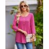 imageZeagoo 34 Length Sleeve Womens Tops Round Neck Casual Summer Tunic Tops Basic Tees Blouses Dressy TShirts Pleated ShirtsRose