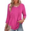 imageZeagoo 34 Length Sleeve Womens Tops Round Neck Casual Summer Tunic Tops Basic Tees Blouses Dressy TShirts Pleated ShirtsRose