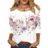 imageZeagoo 34 Length Sleeve Womens Tops Round Neck Casual Summer Tunic Tops Basic Tees Blouses Dressy TShirts Pleated ShirtsWhite