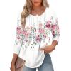 imageZeagoo 34 Length Sleeve Womens Tops Round Neck Casual Summer Tunic Tops Basic Tees Blouses Dressy TShirts Pleated ShirtsWhite