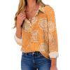 imageZeagoo Button Down Shirt for Women Long Sleeve Blouses Floral Printed Tops Business Casual Work Outfits SXXLOrange Printed