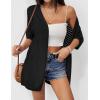 imageZeagoo Lightweight Summer Cardigan for Women Short Sleeve V Neck Crochet Kimonos Loose Open Front Hollow Out Cover UpsBlack