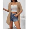 imageZeagoo Lightweight Summer Cardigan for Women Short Sleeve V Neck Crochet Kimonos Loose Open Front Hollow Out Cover UpsBrown