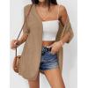 imageZeagoo Lightweight Summer Cardigan for Women Short Sleeve V Neck Crochet Kimonos Loose Open Front Hollow Out Cover UpsBrown