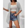 imageZeagoo Lightweight Summer Cardigan for Women Short Sleeve V Neck Crochet Kimonos Loose Open Front Hollow Out Cover UpsLight Grey