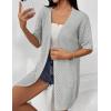 imageZeagoo Lightweight Summer Cardigan for Women Short Sleeve V Neck Crochet Kimonos Loose Open Front Hollow Out Cover UpsLight Grey