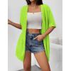 imageZeagoo Lightweight Summer Cardigan for Women Short Sleeve V Neck Crochet Kimonos Loose Open Front Hollow Out Cover UpsNeon Green