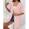 imageZeagoo Lightweight Summer Cardigan for Women Short Sleeve V Neck Crochet Kimonos Loose Open Front Hollow Out Cover UpsPink