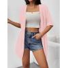 imageZeagoo Lightweight Summer Cardigan for Women Short Sleeve V Neck Crochet Kimonos Loose Open Front Hollow Out Cover UpsPink