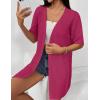 imageZeagoo Lightweight Summer Cardigan for Women Short Sleeve V Neck Crochet Kimonos Loose Open Front Hollow Out Cover UpsRose Red