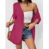 imageZeagoo Lightweight Summer Cardigan for Women Short Sleeve V Neck Crochet Kimonos Loose Open Front Hollow Out Cover UpsRose Red