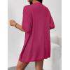 imageZeagoo Lightweight Summer Cardigan for Women Short Sleeve V Neck Crochet Kimonos Loose Open Front Hollow Out Cover UpsRose Red