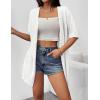 imageZeagoo Lightweight Summer Cardigan for Women Short Sleeve V Neck Crochet Kimonos Loose Open Front Hollow Out Cover UpsWhite