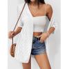 imageZeagoo Lightweight Summer Cardigan for Women Short Sleeve V Neck Crochet Kimonos Loose Open Front Hollow Out Cover UpsWhite
