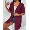 imageZeagoo Lightweight Summer Cardigan for Women Short Sleeve V Neck Crochet Kimonos Loose Open Front Hollow Out Cover UpsWine Red