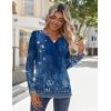 imageZeagoo Long Sleeve Shirts for Women Casual V Neck Fall Tops Dressy Summer Work Blouses ClothesFloral Blue