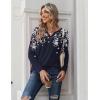 imageZeagoo Long Sleeve Shirts for Women Casual V Neck Fall Tops Dressy Summer Work Blouses ClothesFloral Navy