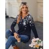 imageZeagoo Long Sleeve Shirts for Women Casual V Neck Fall Tops Dressy Summer Work Blouses ClothesFloral Navy