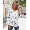 imageZeagoo Long Sleeve Shirts for Women Casual V Neck Fall Tops Dressy Summer Work Blouses ClothesFloral White