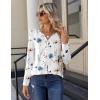imageZeagoo Long Sleeve Shirts for Women Casual V Neck Fall Tops Dressy Summer Work Blouses ClothesFloral White