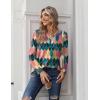 imageZeagoo Long Sleeve Shirts for Women Casual V Neck Fall Tops Dressy Summer Work Blouses ClothesGeometric 517
