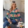 imageZeagoo Long Sleeve Shirts for Women Casual V Neck Fall Tops Dressy Summer Work Blouses ClothesGeometric 517