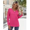 imageZeagoo Long Sleeve Shirts for Women Casual V Neck Fall Tops Dressy Summer Work Blouses ClothesHot Pink