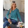 imageZeagoo Long Sleeve Shirts for Women Casual V Neck Fall Tops Dressy Summer Work Blouses ClothesLeaf Green