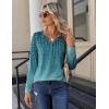 imageZeagoo Long Sleeve Shirts for Women Casual V Neck Fall Tops Dressy Summer Work Blouses ClothesLeaf Green
