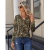 imageZeagoo Long Sleeve Shirts for Women Casual V Neck Fall Tops Dressy Summer Work Blouses ClothesLeaves Print
