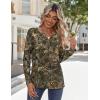 imageZeagoo Long Sleeve Shirts for Women Casual V Neck Fall Tops Dressy Summer Work Blouses ClothesLeaves Print