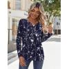 imageZeagoo Long Sleeve Shirts for Women Casual V Neck Fall Tops Dressy Summer Work Blouses ClothesNavy Floral 180