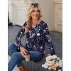 imageZeagoo Long Sleeve Shirts for Women Casual V Neck Fall Tops Dressy Summer Work Blouses ClothesNavy Floral 180