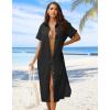 imageZeagoo Women Dresses Summer Casual Short Sleeve Button Down Shirt Dresses 2025 Beach Cover Up with PocketsA01black