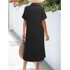 imageZeagoo Women Dresses Summer Casual Short Sleeve Button Down Shirt Dresses 2025 Beach Cover Up with PocketsA01black