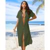 imageZeagoo Women Dresses Summer Casual Short Sleeve Button Down Shirt Dresses 2025 Beach Cover Up with PocketsA02army Green
