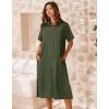 imageZeagoo Women Dresses Summer Casual Short Sleeve Button Down Shirt Dresses 2025 Beach Cover Up with PocketsA02army Green