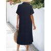 imageZeagoo Women Dresses Summer Casual Short Sleeve Button Down Shirt Dresses 2025 Beach Cover Up with PocketsA03navy Blue