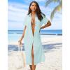 imageZeagoo Women Dresses Summer Casual Short Sleeve Button Down Shirt Dresses 2025 Beach Cover Up with PocketsBaby Blue